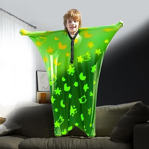 Sensory Body Sock, 56" x 28" Sensory Sack Premium Sensory Sock Glow in The Dark for 9-12 Autistic Children, Good for Height: 52"-61" Large, Green