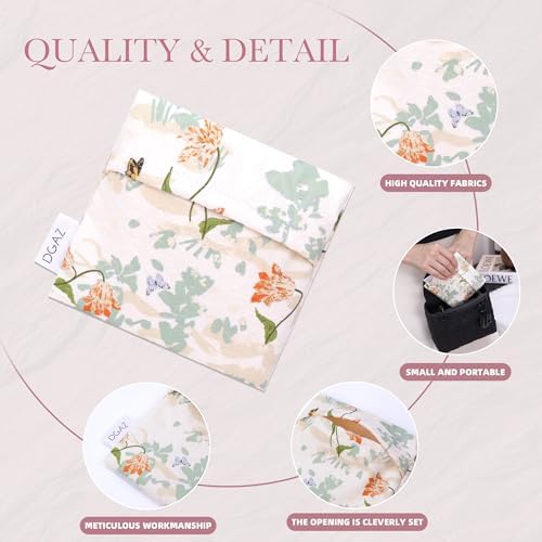DGAZ Sanitary Napkin Storage Bag, Period Bag for Teen Aged Girls, Portable Period Bag for Panty Liners/Menstrual Cup/Small Tampons，Mini Makeup Bag for Purse(Orchid Grass)