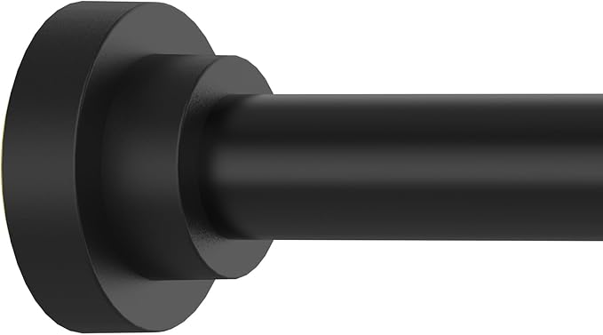 Thestoa Shower Curtain Rod Adjustable 43-66 inch, 1"Diameter Spring Tension Curtain Rod No Drill, Anti-Rust Non-Slip Shower Rod, Black Shower Curtain Rod for Bathroom Tension