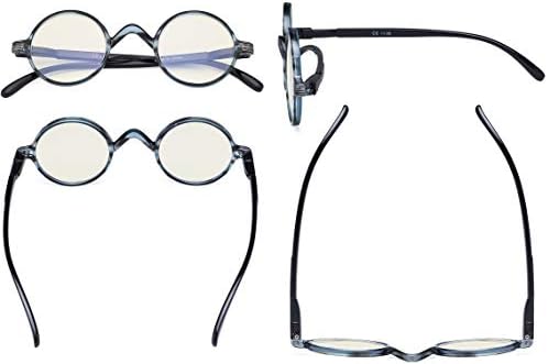 Eyekepper Round Blue Light Filter Glasses Women Men - Blocking UV Ray Anti Screen Glare Computer Readers - Blue/Tortoise +3.00
