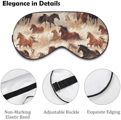 Horse Sleep Mask for Women Men Soft Eye Masks Adjustable Blindfold Sleeping Shade Cover 8 X 4 Inch