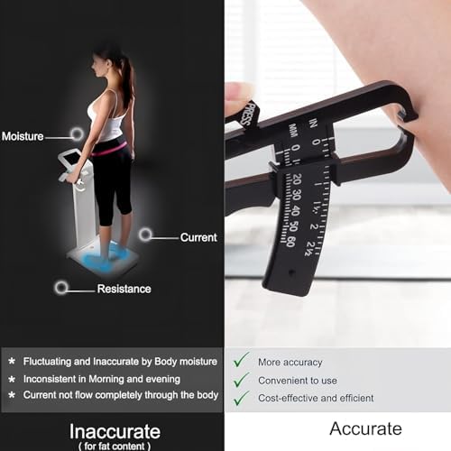 Body Fat Caliper for Accurately Measuring BMI Skin Fold Fitness(Black)