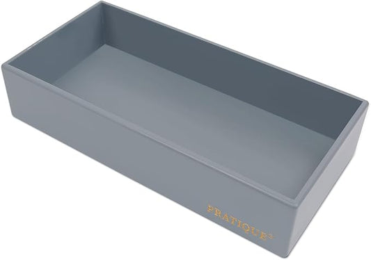 Bamboo Drawer Organizer - Kitchen Utensil Organizer Silverware Tray Cutlery Holderï¼Office Desk Supplies and Accessories,12 * 5.9 * 2.6,Grey