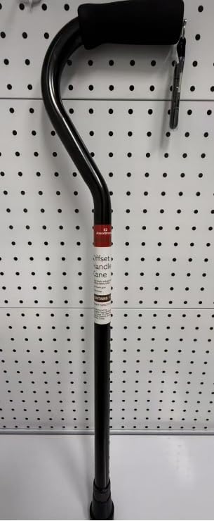 Aluminum Offset Handle Cane Crutches with Foam Handle, Adjustable Height, Black