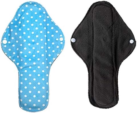 Generic Aslana 6-Pack Reusable Cloth Menstrual Pads Sanitary Napkins for Heavy & Overnight Flow (L, Polka Dot Blue White)