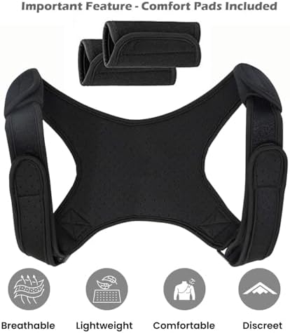 Adjustable Posture Corrector Brace for Men – Universal Fit Upper Back, Shoulder & Clavicle Support, Helps Improve Posture & Relieve Neck, Shoulder & Back Pain (Patented Design)