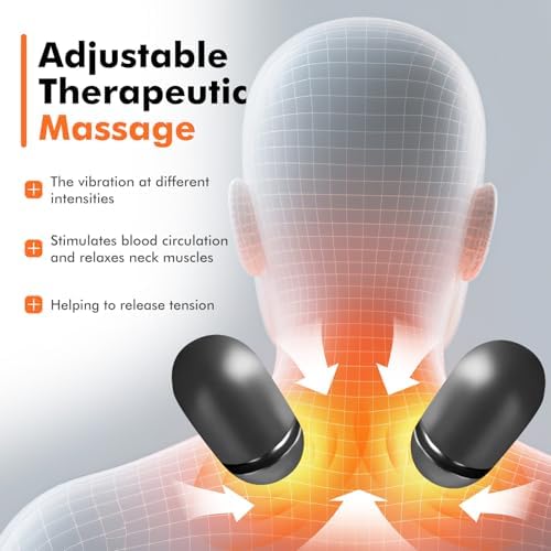 Gifts for Mom, 3-in-1 Electric Neck Massager Pillow with Heat - Rechargeable Neck Cervical Traction Device with Heat, Massage, Electric Stretch, Ergonomic Neck Shoulder Relaxer (Gray Pillow)