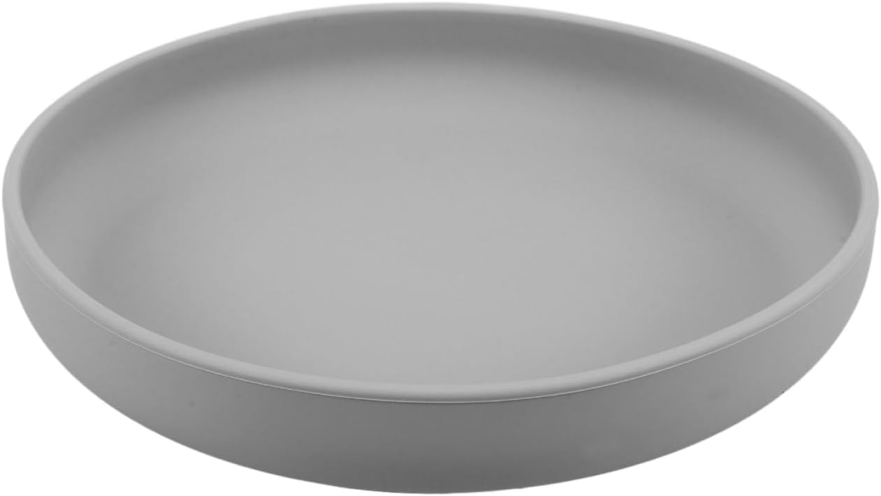 CALLARON Silicone Anti-Spill Dining Plate with Suction Cup Base for Elderly Patients and Disabled Adults Safe Food-Grade Material Deep Gray Color Easy Self-Feeding