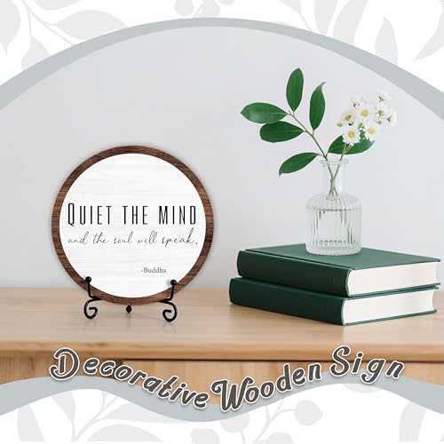 Spiritual Home Decor, Quiet The Mind And The Soul Will Speak Wood Decor Sign, Yoga Room Meditation Room Decor For Table Shelf, Inspirational Gifts For Woman Man Family Friend -a16