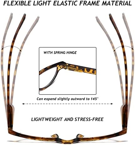 Hubeye 3 Pairs Plastic Retro Half Moon Frame Reading Glasses Lightweight Spring Hinge Women and Men Reader caramel brown/caramel brown/caramel brown 2.0