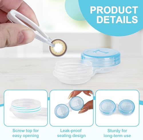 50 Pack Contact Lens Cases, Transparent Contact Cases Bulk in 5 colors, Cute Contact Lenses Case Leak-proof, Eye Contact Case for Home and Travel