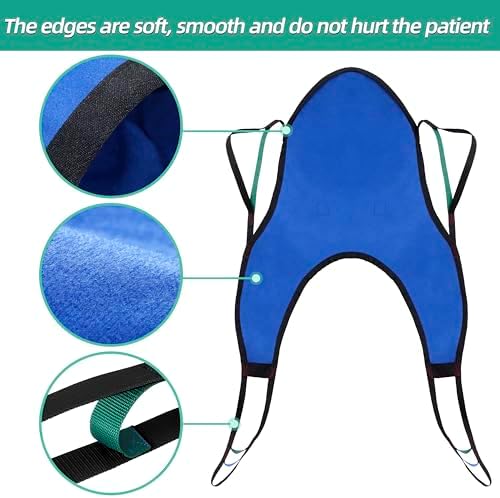 U-Shaped Patient Lift Sling with Head Support, 600 lb Bariatric Capacity — Padded Full Body Transfer Sling for Hoyer Lift, Elderly, Stroke & Disabled Home Care, Toilet & Shower (Large)