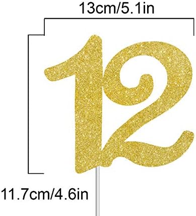 Numbrer 12 Cake Topper for Happy 12th Birthday or Anniversary Party Decoration Supplies