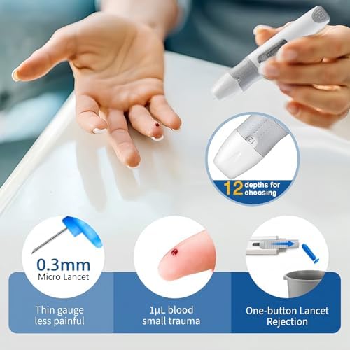 CareLiving Blood Glucose Monitor Kit, 50 Test Strips, 50 Lancets, 1 Blood Glucose Meter, 1 Lancing Device, Diabetes Testing Kit, Portable Blood Sugar Test Kit, Glucometer Kit for Home