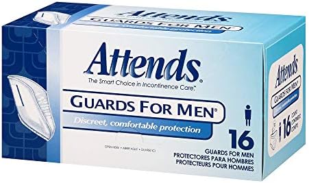 Attends Guards for Men, Maximum Absorbency Pads [16 Count] - Disposable Lightweight Incontinence Protection with Absorbent Core, Discreet Fit, Form-Fitting Shape - MG0400