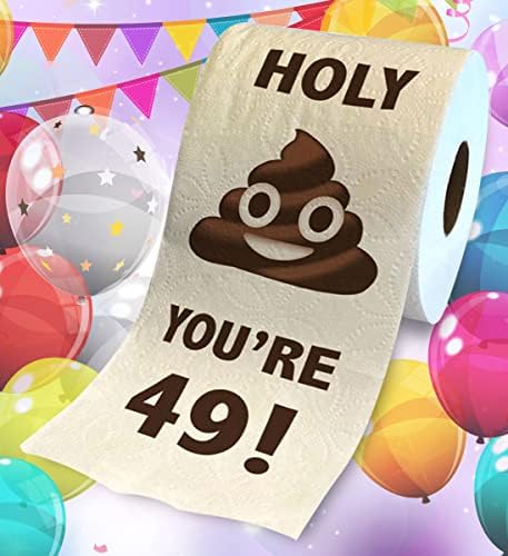 Printed TP Holy You're 49 Birthday Toilet Paper Gift - 49th Bday Party Funny Gift Joke Toilet Paper Prank, Novelty Unique Birthday Presents for Men, Women, Family, Friends - 500 Sheets