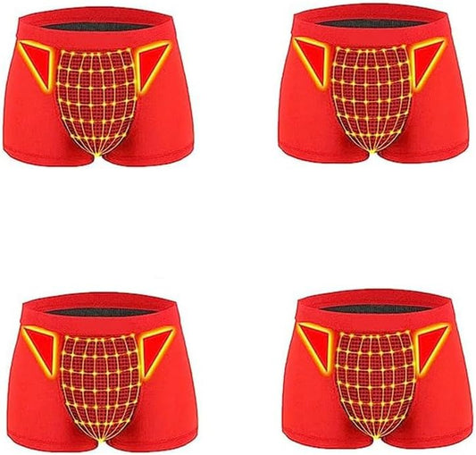 Men's Magnetic Therapy Underwear Improve Male Power Health Care Boxer Brief Breathable Inner Pants 3/4/6-Pack (Color : 4 PCS, Size : XX-Large)