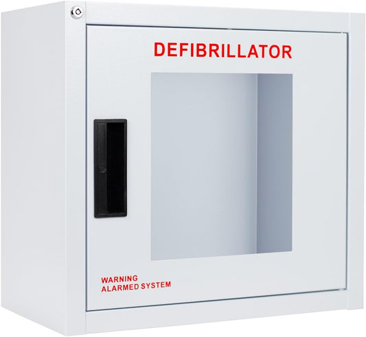 Standard, Alarmed AED Cabinet, Large. Fits All Defibrillators on the Market. Measures 14.75" H x 16" L x 8.38" D. Essential Storage for Indoor AEDs.