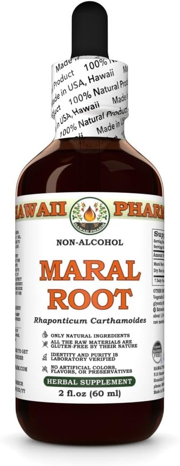 Maral Root (Rhaponticum Carthamoides) Dry Root Glycerite, All Natural, Vegan, Lab Tested Alcohol-Free Liquid Extract - 2 fl.oz