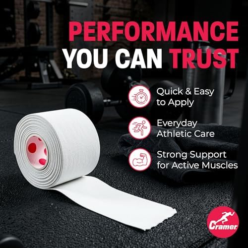 Cramer Team Color Athletic Tape, White, Latex-Free, 1.5" x 15yds, 32 Roll Bulk Case, Tearable Sports Tape for Wrists, Ankles, Baseball, Training, Strong Athletic Wrap for Athletes & Trainers