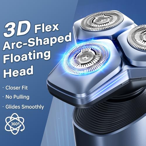 Electric Razor for Men: 3-in-1 Shaver with Hair Clipper and Nose Hair Trimmer, 10000 RPM High Speed Motor, 3D Floating Heads, USB-C Fast Charging, IPX8 Waterproof, Travel Lock, Gifts for Father