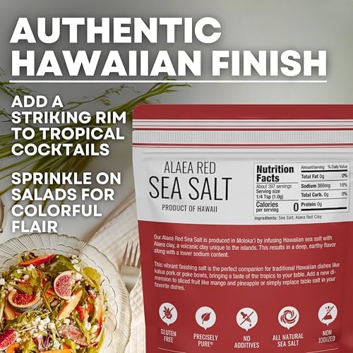 Alaea Red Salt Infused with Mineral-Rich Alaea Clay – Coarse Crystal Red Hawaiian Salt That Adds Color to Any Dish for Natural Finishing Use – 5 oz Bag