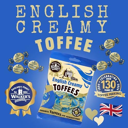 Walkers Nonsuch English Creamy Toffees Bag 5.29 Oz (Pack of 3) – Traditional British Butter Toffee Candy with Whole Milk, Individually Twist-Wrapped Chewy Sweets, Old-Fashioned Gourmet Treat from UK