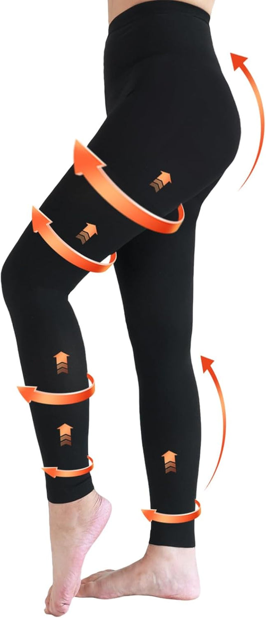 Medical Compression Pantyhose for Women & Men, 20-30mmHg Graduated Support Compression Tights Footless Medical Compression Stockings & Leggings for Edema, Varicose Veins, Swelling(Black,XL)