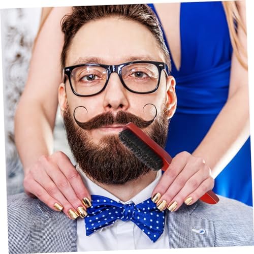 FRCOLOR Solid Wood Boar Bristle Comb for Mustache Beard Men's Styling Brush Beard Brush