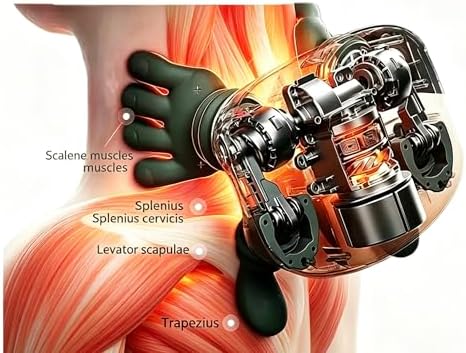 Bionic Hand Neck and Shoulder Massager with Heat, Shiatsu Kneading Trapezius Muscle Massager, Cordless Portable Full Body Massage Device, Gift for Office Workers & Parents