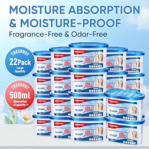 22Pack Moisture Absorbers, 10.6OZ Humidity Absorber Bucket, Moisture Absorbers for Closet, Dehumidifier Bucket for Wardrobes、 Kitchens and Bathrooms, Fragrance Free Humidity Absorber