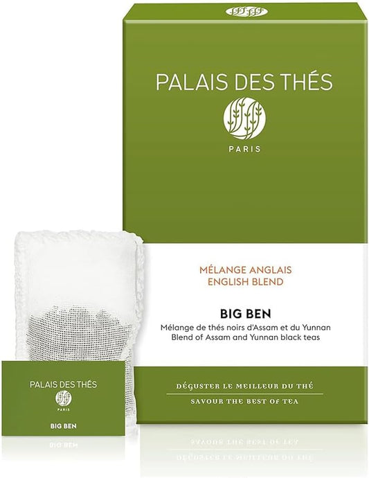 Palais des Thés - Big Ben English Breakfast - Yunnan & Assam Black Tea - Premium Tea Bags, Serves 20 Cups