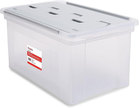 STAPLES Wing Lid File Totes, Letter Size, Clear, 2/Pack