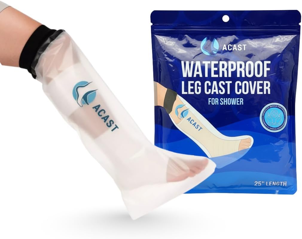 ACAST Cast Cover for Shower - Waterproof Cast Cover for Injuries & Plaster, Reusable Hand Sleeve Dressing Protector, Wrist, Elbow & Fingers (Leg Cast)