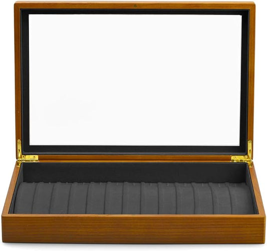Oirlv Solid Wooden Necklace/Bracelet/Pendant Jewelry Organizer Box 13 Lattice Necklace Showcase Display Holder
