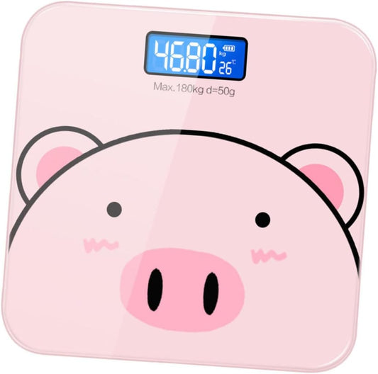 1pc Cartoon Electronic Scale Digital Bathroom Health Weight Scale USB Charging Tempered for Family Friends Sports Lovers