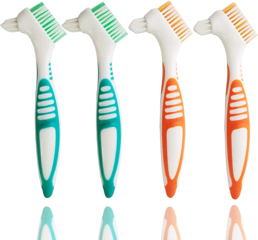 GXXMEI 4PCS Denture Brush Toothbrush Denture Toothbrush Brush Cleaning Brush for False Teeth Cleaning