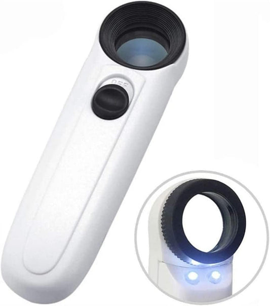 1 PCS 40X Handheld Magnifier Magnifying Glass Loupe Lens for Reading Jewelry Watch Repair Tool with 2 LED Light
