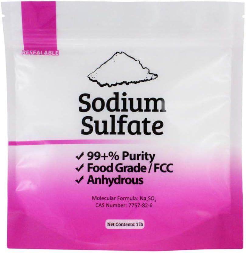 1 lb Natural Sodium Sulfate Food Grade FCC 99+% Granular Anhydrous Crystals Salt Made in USA