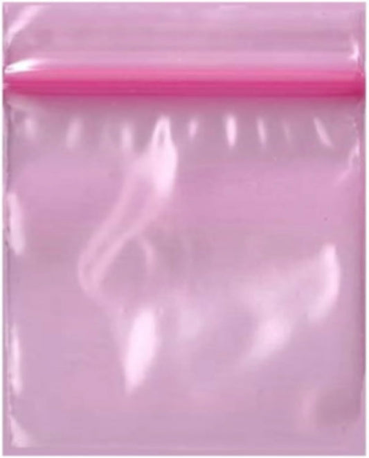 200-2" x 2" 2020 Small Zipper Lock Baggies Craft Resealable Plastic Baggy 2 Mil Zipper Poly Bags (Pink)