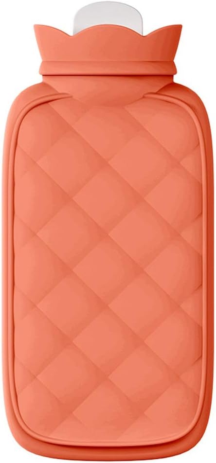 Hot Water Bottle, Microwave Silicone Hot Water Bottle Water Injection Hot Water Bag with Knit Cover Portable Hand Warmer for Hot and Cold Therapy (Color : Blue, Size : 350ML)