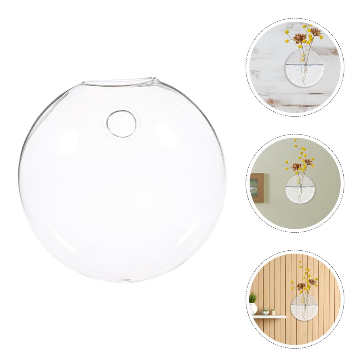 GARVALON Glass Hanging Planter Wall Mounted Vase 2pcs Glass Terrarium Hydroponic Vase for Indoor Plants Home Décor