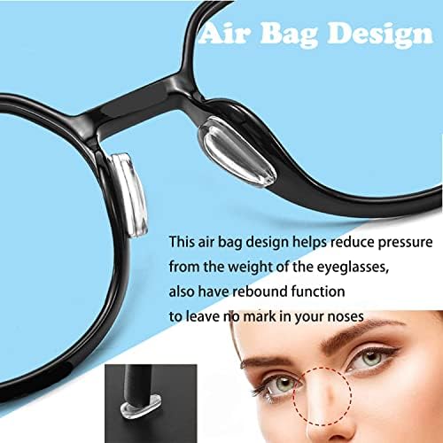 Eyeglass Nose Pads, Adhesive Anti Slip Eyeglasses Nose Grips with Airbag,3.2mm Thickness for Eyeglasses Sunglasses Reading Glasses,5 Pairs,Transparent