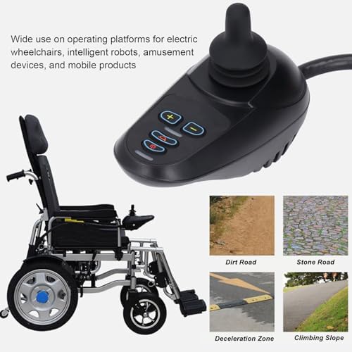 Wheelchair Joystick Controller, DC 24V Electric Wheelchair Joystick Controller Replacement, 4 Keys Wheelchair Remote Control for Electric Mobility Wheelchairs