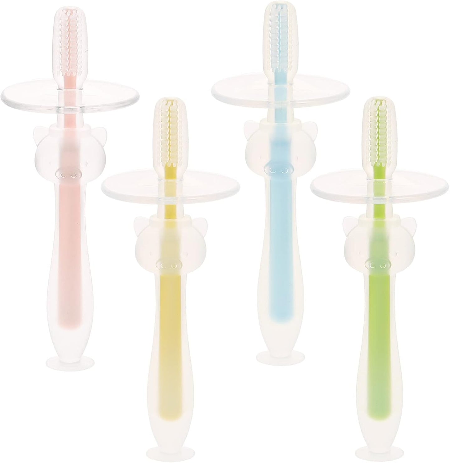 Beaupretty 4pcs Silicone Toothbrush with Base Boy Girl Training Oral Cleaner for Gums and Tongue Soft Bristles for Safe Newborn Use