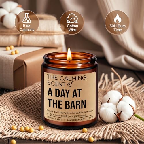 LEADO Scented Candle, Horse Lover Gifts for Women, Men - Equestrian Gifts for Barn Friend, Girl, Daughter, Mom, Dad - Cool Mothers Day, Birthday Presents for Horse Lover, Owner, Rider, Equestrian