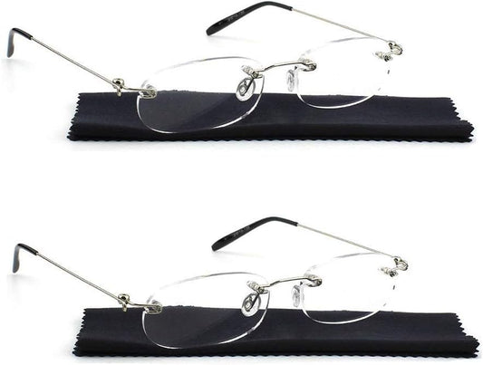 Viseng 2 Pairs Unisex Super Lightweight Rimless Quality Readers Ultra Thin Clear Lenses Frameless Reading Glasses +1.0