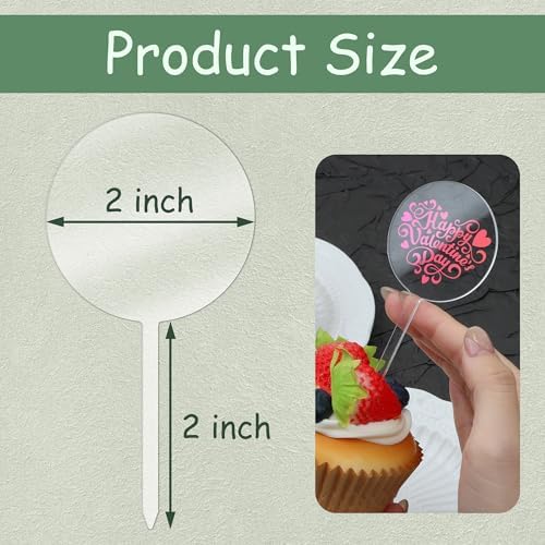 Blank Acrylic Cupcake Toppers, 10 Packs Round Cupcake Topper with Sticks, DIY Dessert Table Cupcake Signs, Suitable for Birthdays, Weddings, Christmas, Baby Showers Cake Decoration