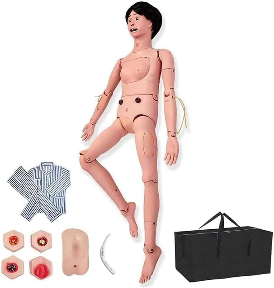 170 cm Life Size Patient Care Manikin Training Nursing Manikin Basic Geri Nursing Skills Geriatric Human Model Mannequin Full Body for Students Education Teaching Medical Training Skills