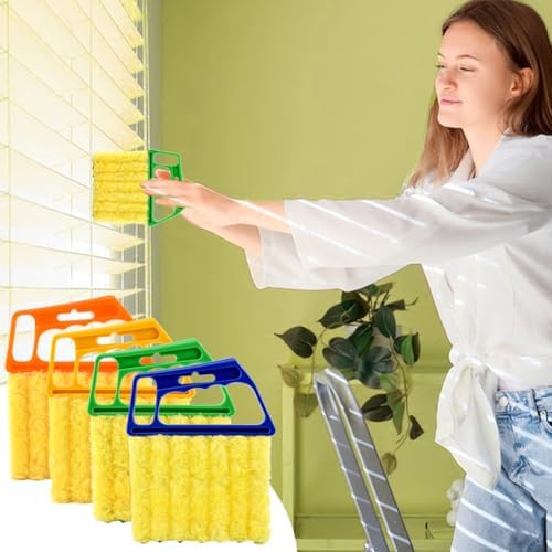 5Pcs Blind Cleaner Duster Tool Window Blind Cleaner,7 Fingers Dusting Cleaners and Air Vent Cleaners for Blinds,Air Conditioner Vents,Fans Vents,Detachable and Washable(Yellow+Green+Blue)